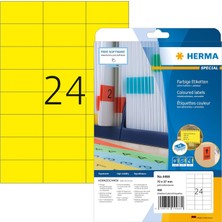 Shop A Way Herma 4466 Renkli Etiketler Sarı Çıkarılabilir, 20 Yaprak, 70 x 37 Mm, A4 Başına 24, 480 Adet, Kendi