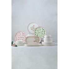 Shop A Way 14 Parça 6 Kişilik Berthe Çiçek Tasarımlı Stackable Kahvaltı Takımı& Kahvaltı Seti
