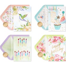 Shop A Way Papyrus Kutulu Doğum Günü Kartı Çeşitleri, Çiçekli ve Mumlar (4 Sayımlı)