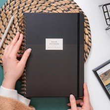 Shop A Way 20X28 Spiralli Sert Kapak Lastikli Çizgili Not Defteri Siyah