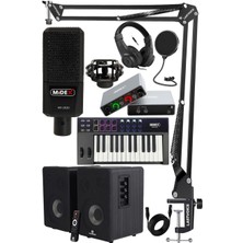 Shop A Way Impressive Paket-3 Stüdyo Ekipmanları Seti (Monitör Mikrofon Ses Kartı Kulaklık Midi Klavye)