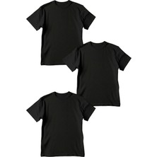 Maki Home Makiteks Siyah Bisiklet Yaka Basic Pamuklu Tişört - Tekli ve Çoklu Avantaj Paketi