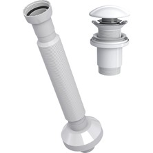 Suera Magic Pipe Körüklü Gider Borusu + Elixir Pop-Up Set (Parlak Beyaz - Taşma Deliksiz)