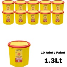 Labbakkal Tıbbi Atık Kovası 1.3 L - Medikal Atık Kutusu Köşeli 1 Adet