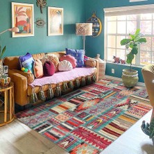 Shop A Way Latte Dizayn Brandi Desenli Pamuk Tabanlı Yıkanabilen Kaydırmaz Antibakteriyel Salon Halısı 120X180