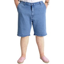 ModeXL Mode Xl Büyük Beden Erkek Kot Şort Yan Cepli New Armına  23806 Buz Mavi