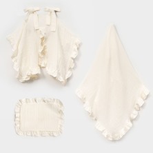 Lovemaxx 9988LV – Bebek Müslin Örtü Puset Seti | Krem • Bej