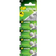 Shop A Way GP186 LR43/186/V12GA Boy Alkalin Düğme Pil, 1.5 Volt, 5'li Kart