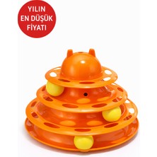 3 Katlı Kedi Oyuncağı – Hareketli Toplu, Zekâ ve Av Oyunu, Dayanıklı Kedi Oyuncağı Turuncu Oumo