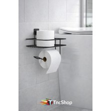 Yapışkanlı Kancalı Yedekli Tuvalet Kağıtlığı Siyah