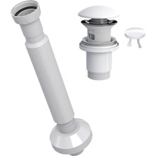 Suera Magic Pipe Körüklü Gider Borusu + Elixir Pop-Up Set (Mat Beyaz - Taşma Delikli)