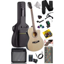 Shop A Way XC-300XNT-AMP Profesyonel Amfili Elektro Akustik Gitar (Amfi Gigbag Çanta Tuner Capo Askı Jak Kablo