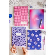 Shop A Way A4 Spiralli Karton Kapak 4'lü Set Kareli Okul Defteri 80 Yaprak - Ders Programlı Mavi Disko