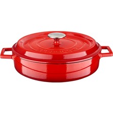 Shop A Way Lava Döküm Çok Amaçlı 28 cm Kırmızı Yayvan Iç Krem Tencere