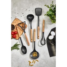 Shop A Way 6 Adet Ahşap Saplı Plastik Teflon Siyah Servis Seti MIT1141