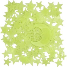 Shop A Way Karanlıkta Parlayan Fosforlu Ay ve Yıldız Tasarımlı Dekoratif (200 Adet Yıldız)