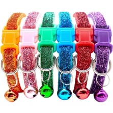 Shop A Way Simli Zilli Dokuma Kedi Boyun Tasması 19X1 cm Mavi