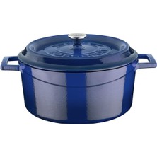 Shop A Way Lava Metal Döküm Yuvarlak Tencere, 24 Cm, Mavi