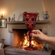 Decostyle Gloria El Kesmesi (Hand Cut) Renkli Kadeh 270 cc - %100 El İşçiliği Lüks Bardak