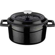 Shop A Way Lava Döküm Yuvarlak Tencere, Trendy, 16CM, Siyah