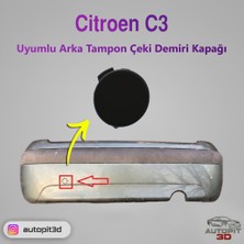 AutoPit 3D Citroen C3 (2002–2009) Uyumlu Arka Tampon Çeki Demiri Kapağı