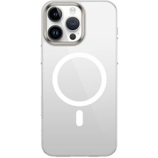 Shop A Way ile Uyumlu iPhone 16 Pro Kılıf M-Safe Şarj Özellikli Şeffaf Cam Arka Yüzey G-Glass Kapak Şeffaf