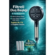 Suvia Filtreli Duş Seti Siyah Polipropilen Malzeme ile Klor & Kireç Önleyici 6 Fonksiyon