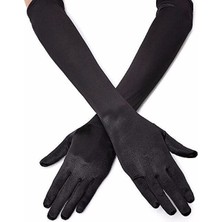 Bsre Uzun Siyah Dansçı Eldiveni (40 Cm)
