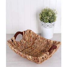 Shop A Way Wicker Serisi Bezli Diktördgen Ahşap Kulplu Hasır Ekmek Sepeti