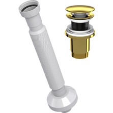 Suera Magic Pipe Körüklü Gider Borusu + Felix Pop-Up Set (Paslanmaz Altın - Taşma Deliksiz)