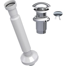 Suera Magic Pipe Körüklü Gider Borusu + Elixir Pop-Up Set (Krom - Taşma Delikli)