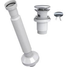 Suera Magic Pipe Körüklü Gider Borusu + Felix Pop-Up Set (Paslanmaz - Taşma Delikli)