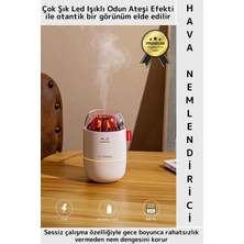Wintoup Premium Sessiz Buhar Makinesi Meditasyon LED Işıklı Odun Ateşi Efektli Oda Hava Nemlendirici 280 ml