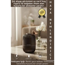 Wintoup Premium Buhar Makinesi Şık Kuş Detaylı Ahşap Görünümlü Renkli LED Işık Oda Hava Nemlendirici 280 ml