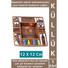 Wintoup Dayanıklı Gündelik Ev Iş Kullanım Dekoratif Hediyelik Şık Istanbul Süslemeli Metal Küllük 12 x 12 cm