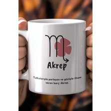 Akrep Burcu Temalı 330ML Baskılı Beyaz Seramik Kupa Bardak