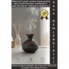 Wintoup Premium Ultrasonik Sessiz LED Işık Çiçek Vazosu Tasarım Ahşap Görünüm Oda Hava Nemlendiricisi 300 ml