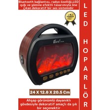 Wintoup Premium Retro Dekoratif Speaker Ahşap Görünüm LED Işık Nostaljik Şömine Tasarımlı Bluetooth Hoparlör