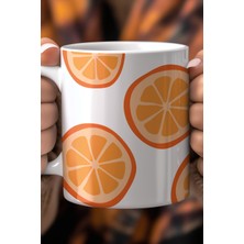 Portakal Desenli 330ML Baskılı Beyaz Seramik Kupa Bardak