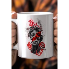 Graffiti Sanat Desenli 330ML Baskılı Beyaz Seramik Kupa Bardak