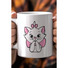Sevimli Kedi Desenli 330ML Baskılı Beyaz Seramik Kupa Bardak