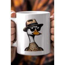 Sevimli Ördek Desenli 330ML Baskılı Beyaz Seramik Kupa Bardak