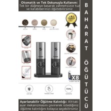 Wintoup Premium Elektrikli Otomatik Ayarlanabilir Tuz Karabiber Değirmeni Işıklı Şık Pilli Baharat Öğütücü