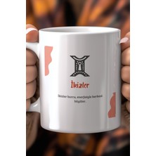 Ikizler Burcu Temalı 330ML Baskılı Beyaz Seramik Kupa Bardak