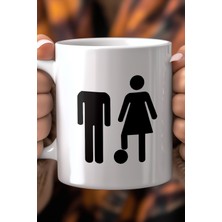 Kadın Futbol Temalı Eğlenceli 330ML Baskılı Beyaz Seramik Kupa Bardak