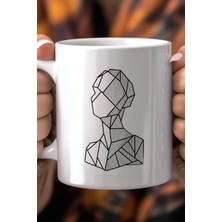 Estetik Minimal Kadın Silüetli 330ML Baskılı Beyaz Seramik Kupa Bardak