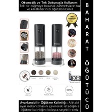 Wintoup Premium Elektrikli Otomatik Öğütme Ayarlı Tuz Karabiber Değirmeni Işıklı Pilli Şık Baharat Öğütücü