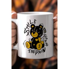 Grafiti Ayıcık Desenli 330ML Baskılı Beyaz Seramik Kupa Bardak