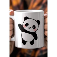 Sevimli Panda Desenli 330ML Baskılı Beyaz Seramik Kupa Bardak
