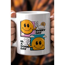 Motivasyon Sözlü Pozitif Mesaj Desenli 330ML Baskılı Beyaz Seramik Kupa Bardak